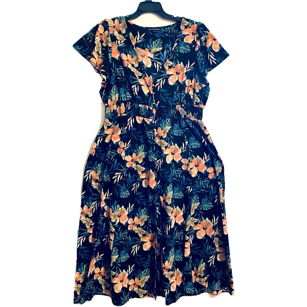 Always Indigo floral Maxi button dress